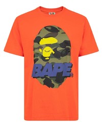 T-shirt girocollo stampata arancione di A Bathing Ape