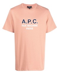 T-shirt girocollo stampata arancione di A.P.C.