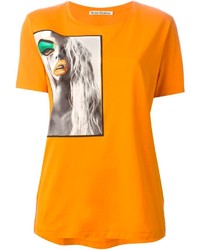 T-shirt girocollo stampata arancione di Acne Studios