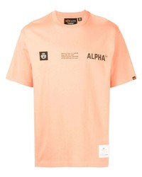 T-shirt girocollo stampata arancione di Alpha Industries