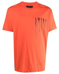 T-shirt girocollo stampata arancione di Amiri