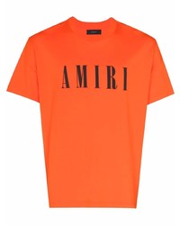 T-shirt girocollo stampata arancione di Amiri