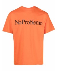 T-shirt girocollo stampata arancione di Aries