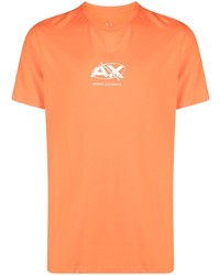 T-shirt girocollo stampata arancione di Armani Exchange