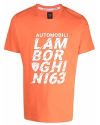 T-shirt girocollo stampata arancione di Automobili Lamborghini