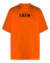 T-shirt girocollo stampata arancione di Balenciaga
