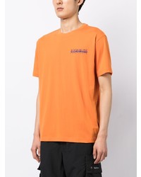T-shirt girocollo stampata arancione di Napapijri