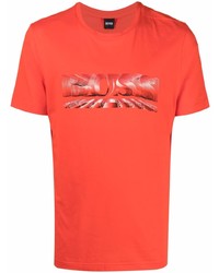 T-shirt girocollo stampata arancione di BOSS