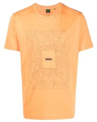 T-shirt girocollo stampata arancione di BOSS