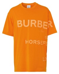 T-shirt girocollo stampata arancione di Burberry