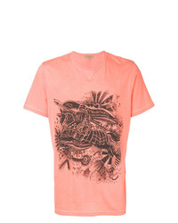 T-shirt girocollo stampata arancione di Burberry