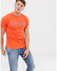 T-shirt girocollo stampata arancione di Calvin Klein