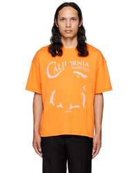 T-shirt girocollo stampata arancione di Commission