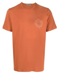 T-shirt girocollo stampata arancione di Corneliani