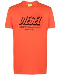 T-shirt girocollo stampata arancione di Diesel