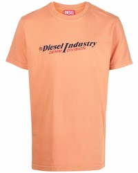 T-shirt girocollo stampata arancione di Diesel