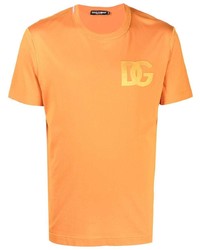 T-shirt girocollo stampata arancione di Dolce & Gabbana