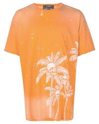 T-shirt girocollo stampata arancione di DOMREBEL