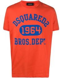 T-shirt girocollo stampata arancione di DSQUARED2