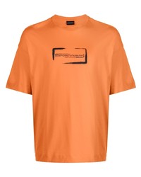T-shirt girocollo stampata arancione di Emporio Armani