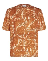 T-shirt girocollo stampata arancione di Etro