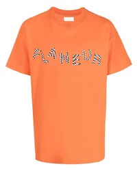 T-shirt girocollo stampata arancione di Flaneur Homme