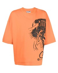 T-shirt girocollo stampata arancione di Formy Studio
