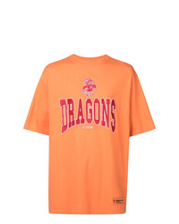 T-shirt girocollo stampata arancione di Heron Preston