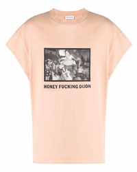 T-shirt girocollo stampata arancione di Honey Fucking Dijon