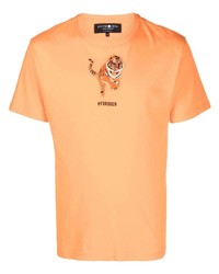 T-shirt girocollo stampata arancione di Hydrogen