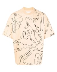 T-shirt girocollo stampata arancione di Jil Sander