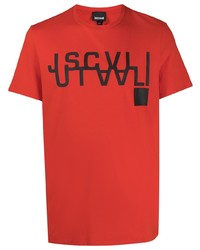 T-shirt girocollo stampata arancione di Just Cavalli