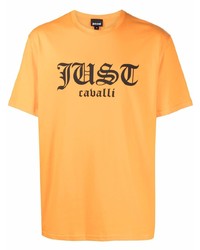 T-shirt girocollo stampata arancione di Just Cavalli