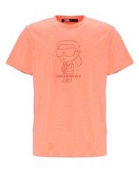 T-shirt girocollo stampata arancione di Karl Lagerfeld