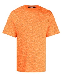 T-shirt girocollo stampata arancione di Karl Lagerfeld