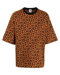 T-shirt girocollo stampata arancione di Kenzo