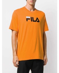 T-shirt girocollo stampata arancione di Fila