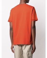 T-shirt girocollo stampata arancione di Moncler