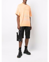 T-shirt girocollo stampata arancione di We11done
