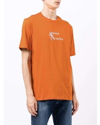 T-shirt girocollo stampata arancione di Armani Exchange