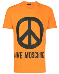 T-shirt girocollo stampata arancione di Love Moschino