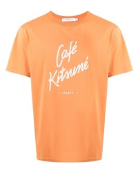 T-shirt girocollo stampata arancione di MAISON KITSUNÉ