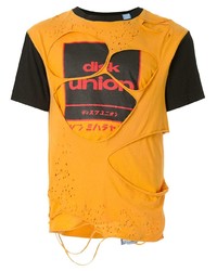 T-shirt girocollo stampata arancione di Maison Mihara Yasuhiro