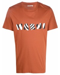 T-shirt girocollo stampata arancione di Marni