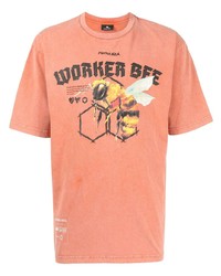 T-shirt girocollo stampata arancione di Mauna Kea