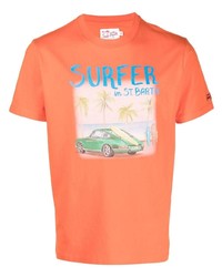T-shirt girocollo stampata arancione di MC2 Saint Barth