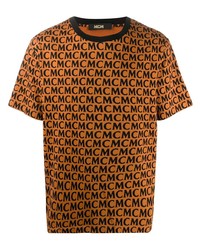 T-shirt girocollo stampata arancione di MCM