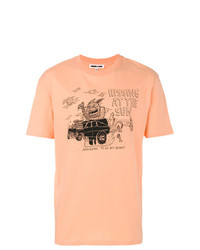 T-shirt girocollo stampata arancione di McQ Alexander McQueen