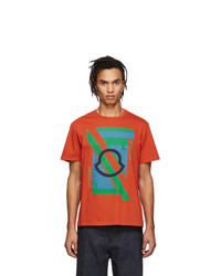T-shirt girocollo stampata arancione di Moncler Genius
