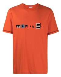 T-shirt girocollo stampata arancione di Moncler